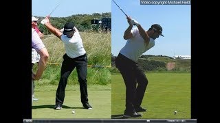 Jon Rahm golf swing  Long Iron faceon amp downtheline July 2017 [upl. by Tomasina933]