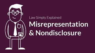 Misrepresentation and Nondisclosure  Contracts  Defenses amp Excuses [upl. by Eirruc]