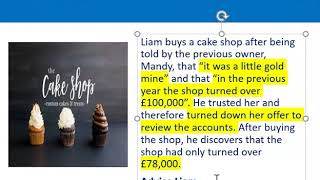 How to apply misrepresentation Liam cupcake scenario [upl. by Waddell]