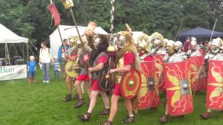 Roman Reenactment at the Amphitheatre in Caerleon Marching In [upl. by Kristopher]