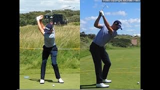 Justin Thomas golf swing  Long Iron faceon amp downtheline July 2017 [upl. by Press]