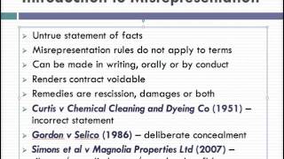 Misrepresentation Lecture 1 of 4 [upl. by Bhatt]